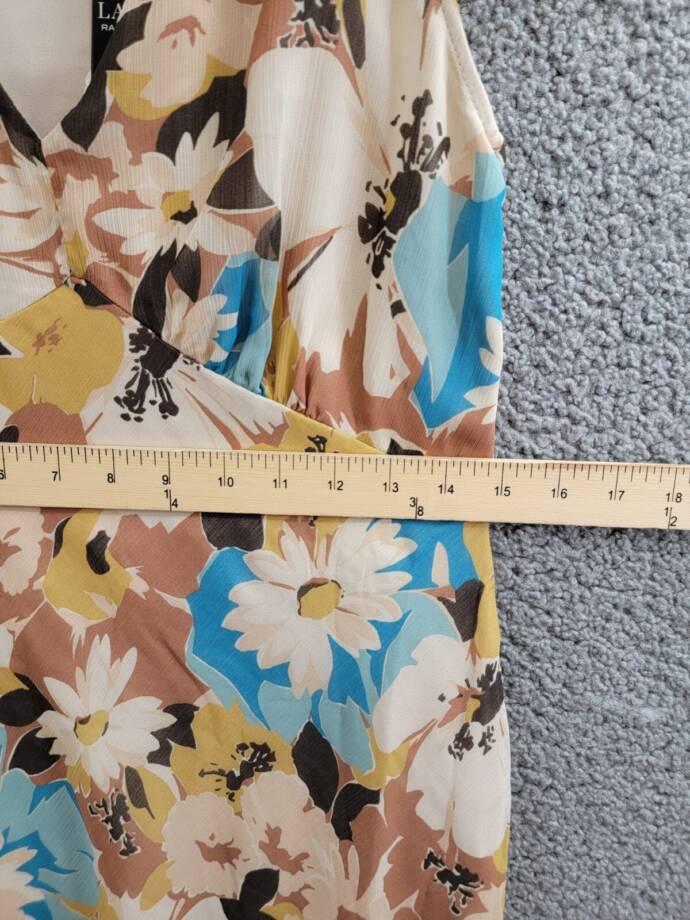 Lauren Ralph Lauren Floral Empire-Waist A-Line Dress Women's 4 Multi Side Zip
