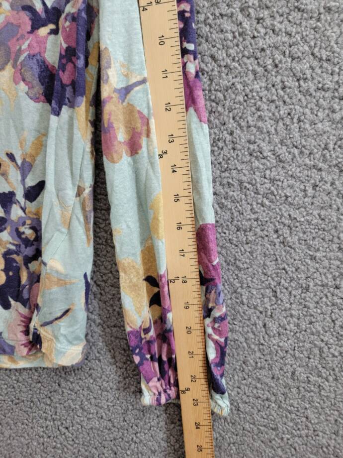 Lauren Ralph Lauren Ruffle Blouson-Sleeve Top Women's M Light Green Linen Blend