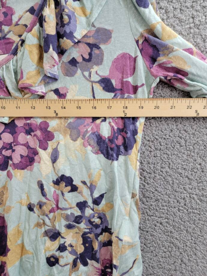 Lauren Ralph Lauren Ruffle Blouson-Sleeve Top Women's M Light Green Linen Blend