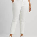 Lauren Ralph Lauren Plus Size Stretch Crop Pants Women's 18W White Zip Hook&Bar