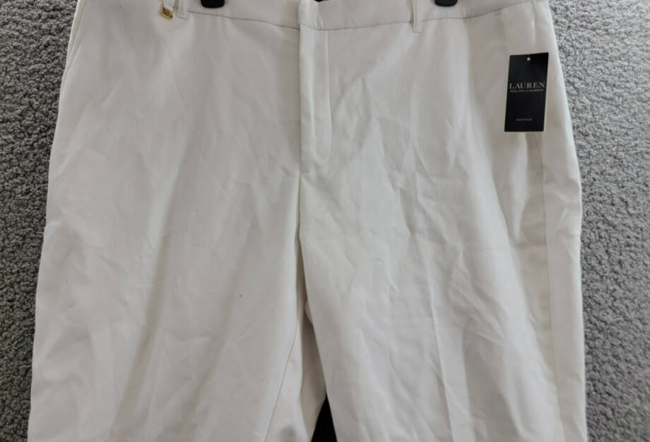 Lauren Ralph Lauren Plus Size Stretch Crop Pants Women's 18W White Zip Hook&Bar