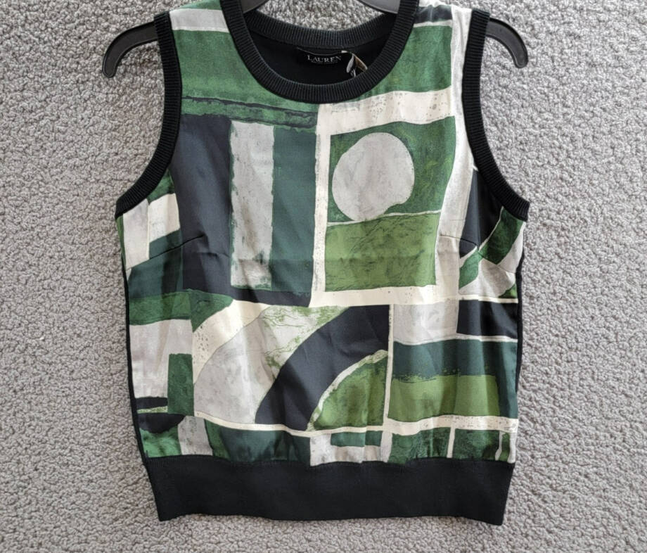 Lauren Ralph Lauren Petite Geo-Print Sleeveless Sweater Women's PM Black Multi