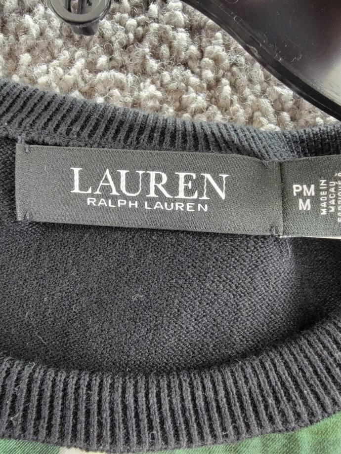 Lauren Ralph Lauren Petite Geo-Print Sleeveless Sweater Women's PM Black Multi