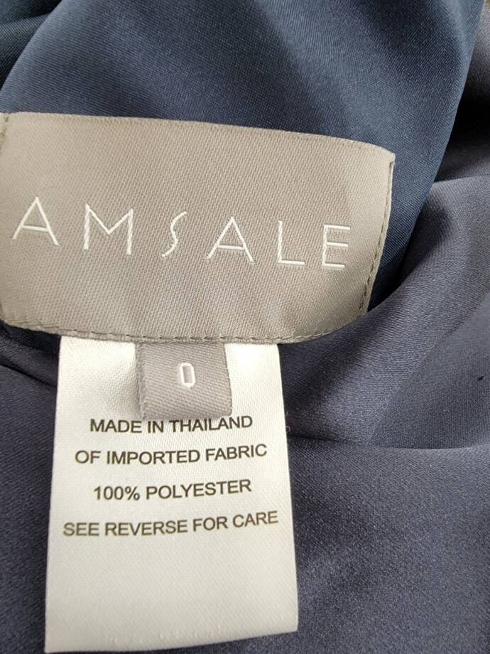 Amsale Off-Shoulder Draped Maxi Dress Women's 0 Navy Solid Back Zip Closure