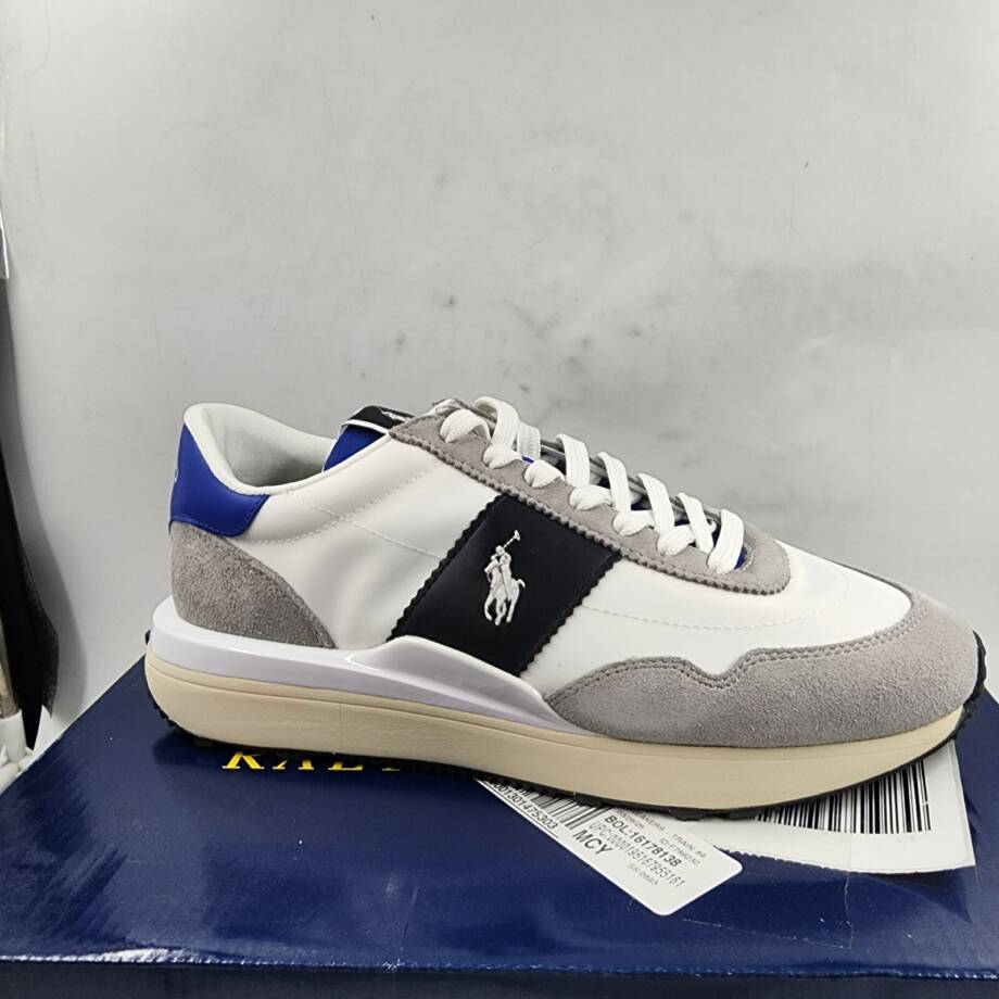 Polo Ralph Lauren Train 89 Lace-Up Sneakers Men's 8US White Multi Round Toe