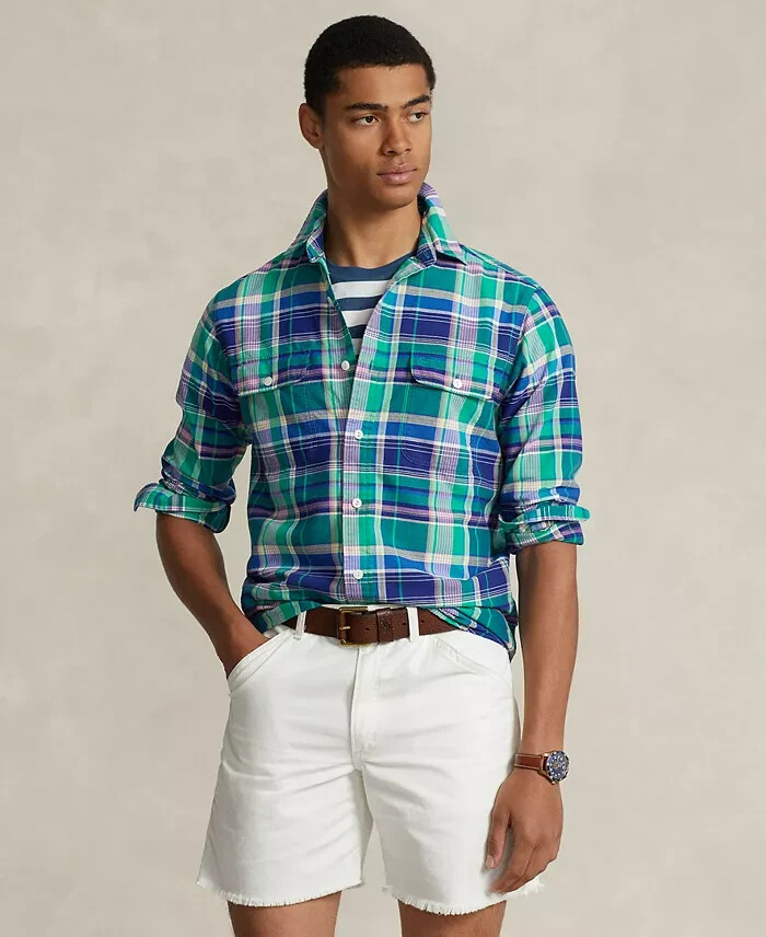 Polo Ralph Lauren Classic Fit Plaid Oxford Shirt Men's XS Multi Long Sleeve