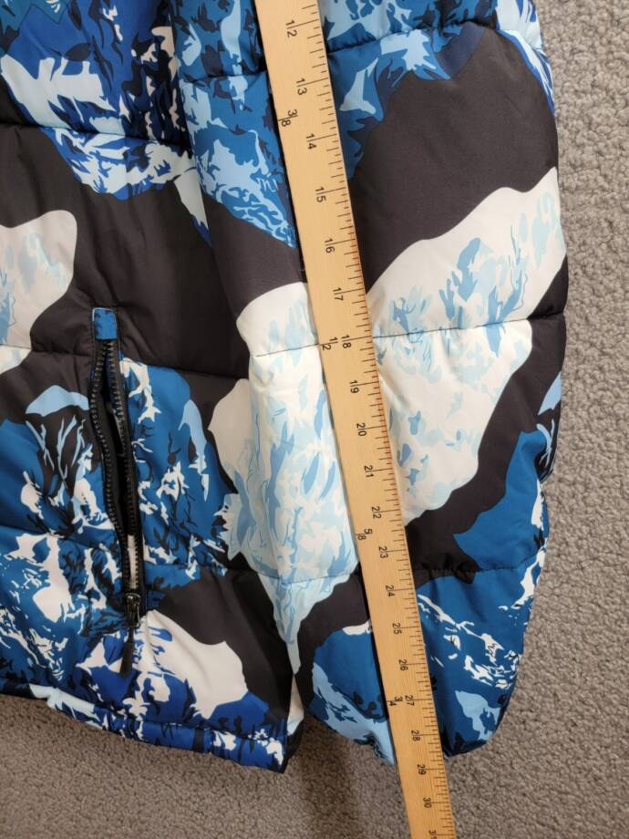 Club Room Stretch Hooded Puffer Jacket Men's Ski Print Side Pockets Full Zip XXL
