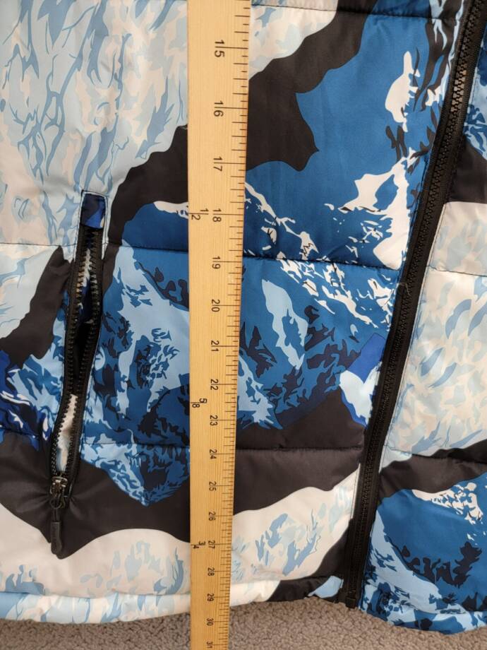 Club Room Stretch Hooded Puffer Jacket Men's Ski Print Side Pockets Full Zip XXL
