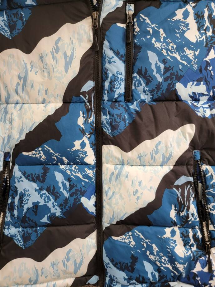 Club Room Stretch Hooded Puffer Jacket Men's Ski Print Side Pockets Full Zip XXL