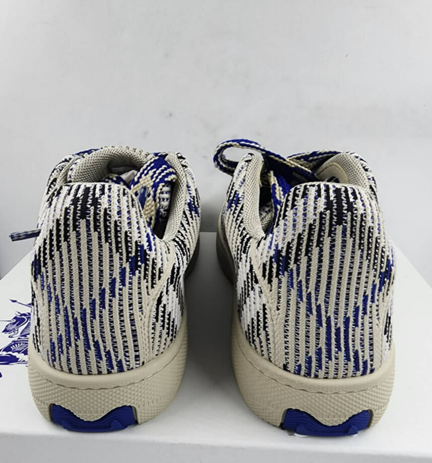 Burberry Check Knit Low Top Sneakers Men's 41/8US Lichen Multi Lace Up Closure