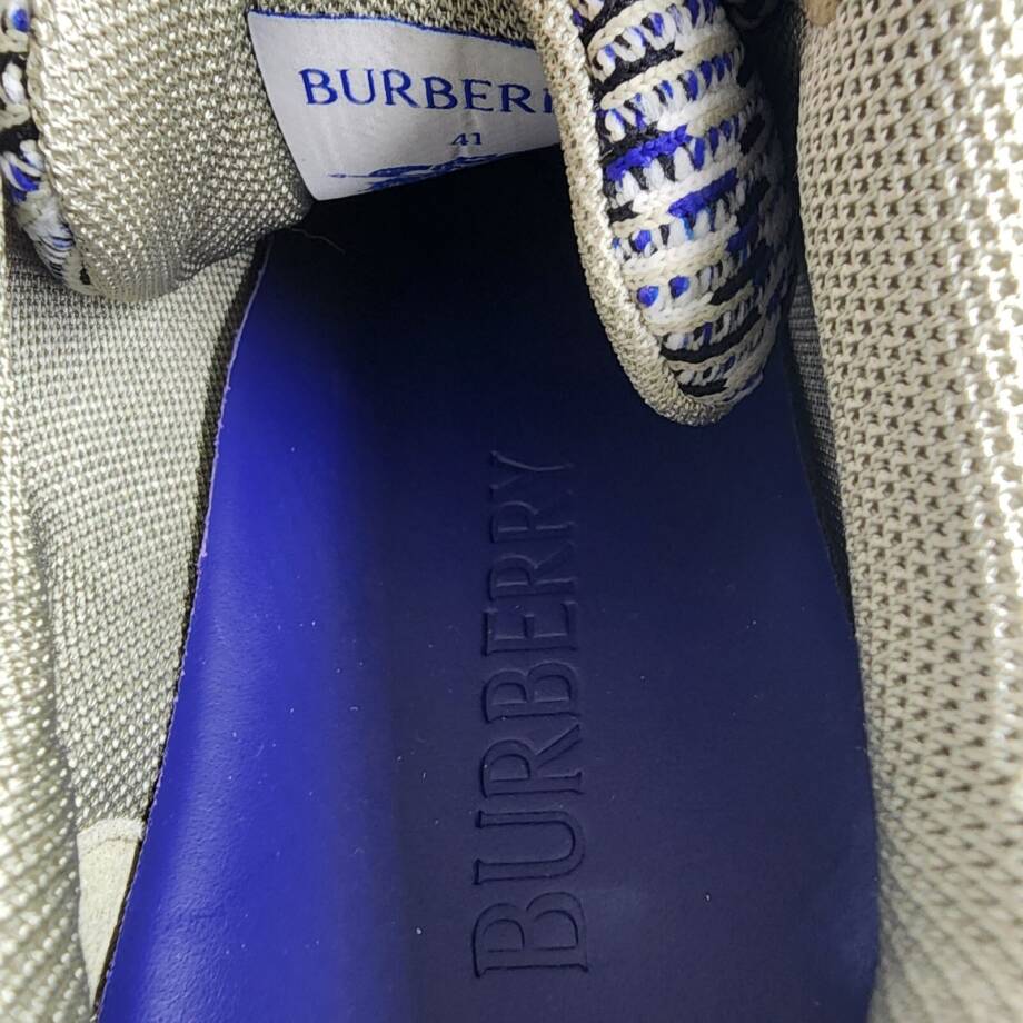 Burberry Check Knit Low Top Sneakers Men's 41/8US Lichen Multi Lace Up Closure