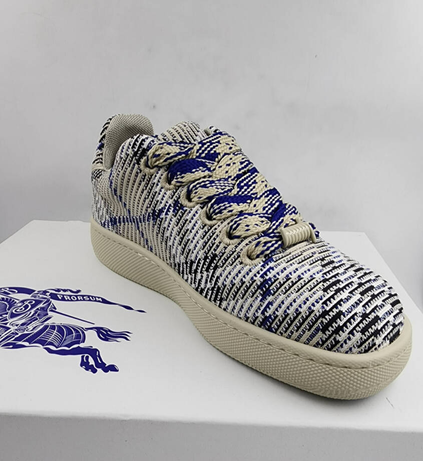 Burberry Check Knit Low Top Sneakers Men's 41/8US Lichen Multi Lace Up Closure