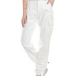 Rebecca Minkoff Relaxed Cargo Pants Women's 26 Alabaster Button Zip Closure