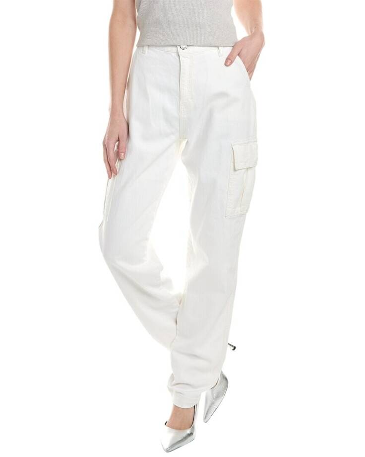 Rebecca Minkoff Relaxed Cargo Pants Women's 26 Alabaster Button Zip Closure
