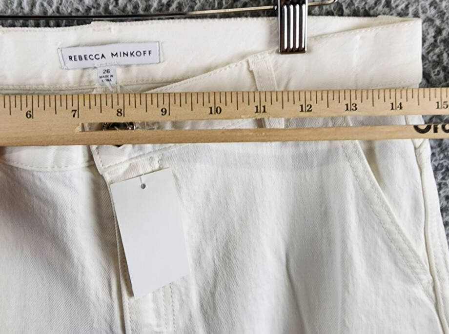 Rebecca Minkoff Relaxed Cargo Pants Women's 26 Alabaster Button Zip Closure