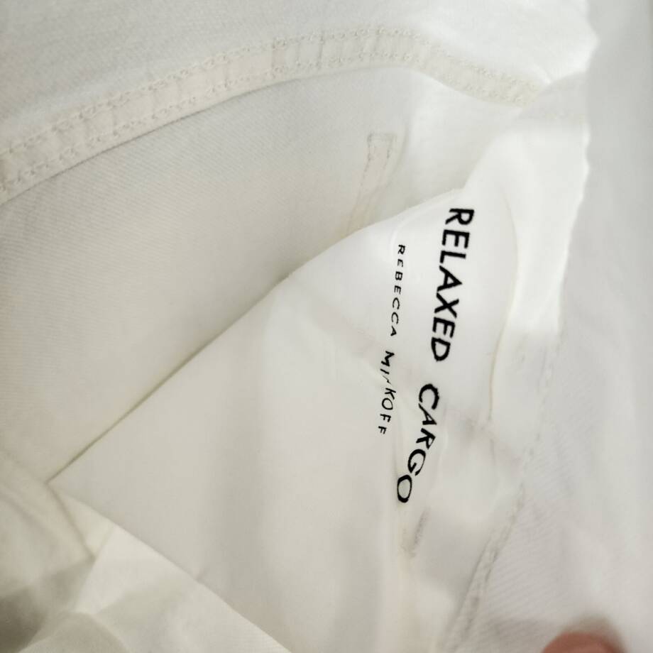 Rebecca Minkoff Relaxed Cargo Pants Women's 26 Alabaster Button Zip Closure