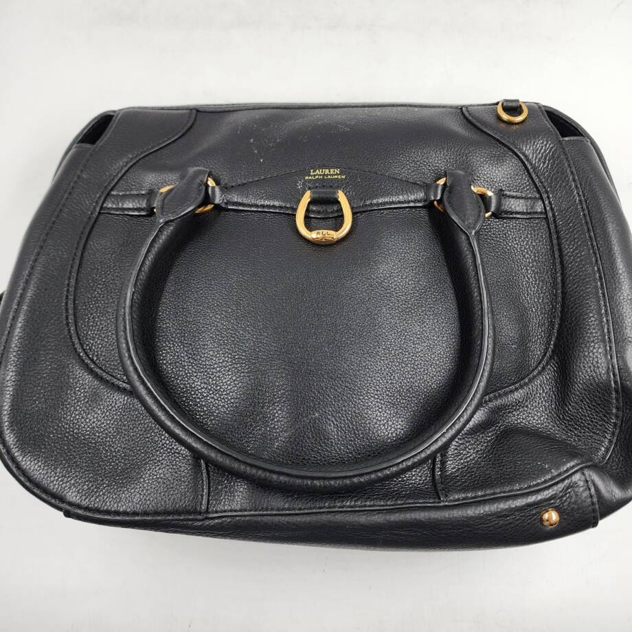 Lauren Ralph Lauren Stonegate Leather Satchel Women's Black Zip Top Closure
