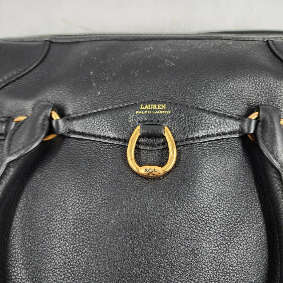 Lauren Ralph Lauren Stonegate Leather Satchel Women's Black Zip Top Closure