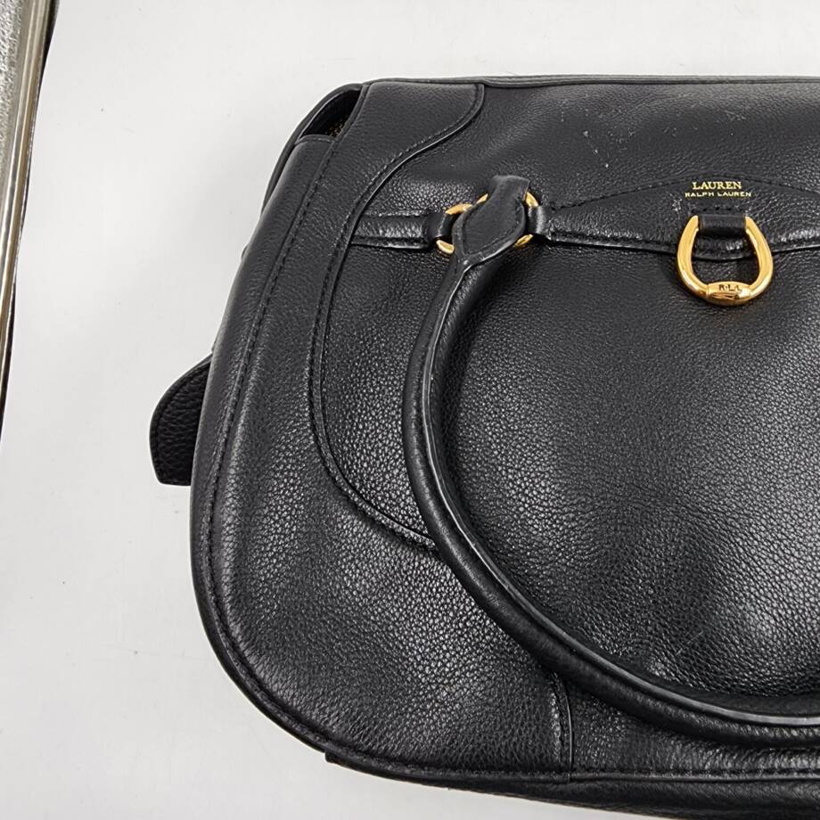 Lauren Ralph Lauren Stonegate Leather Satchel Women's Black Zip Top Closure