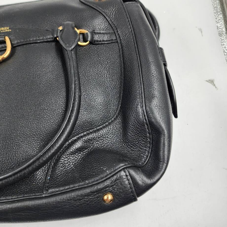 Lauren Ralph Lauren Stonegate Leather Satchel Women's Black Zip Top Closure
