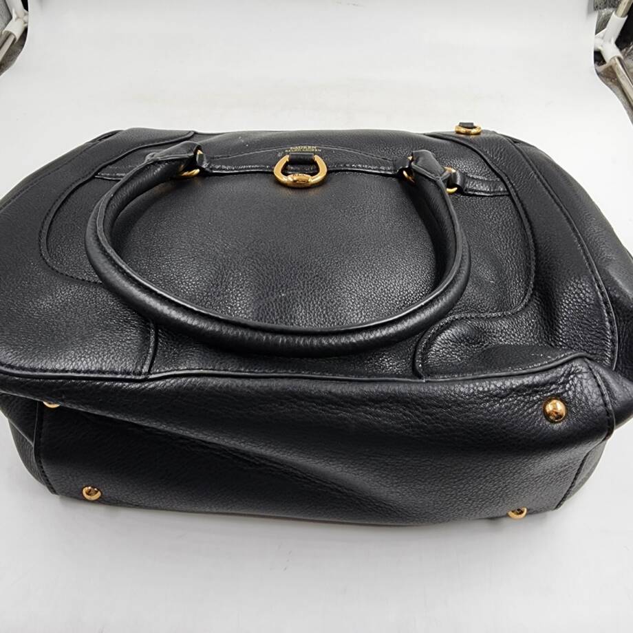 Lauren Ralph Lauren Stonegate Leather Satchel Women's Black Zip Top Closure