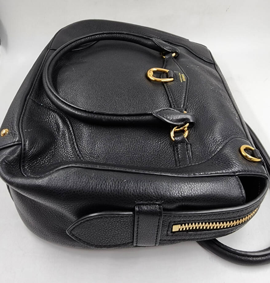 Lauren Ralph Lauren Stonegate Leather Satchel Women's Black Zip Top Closure