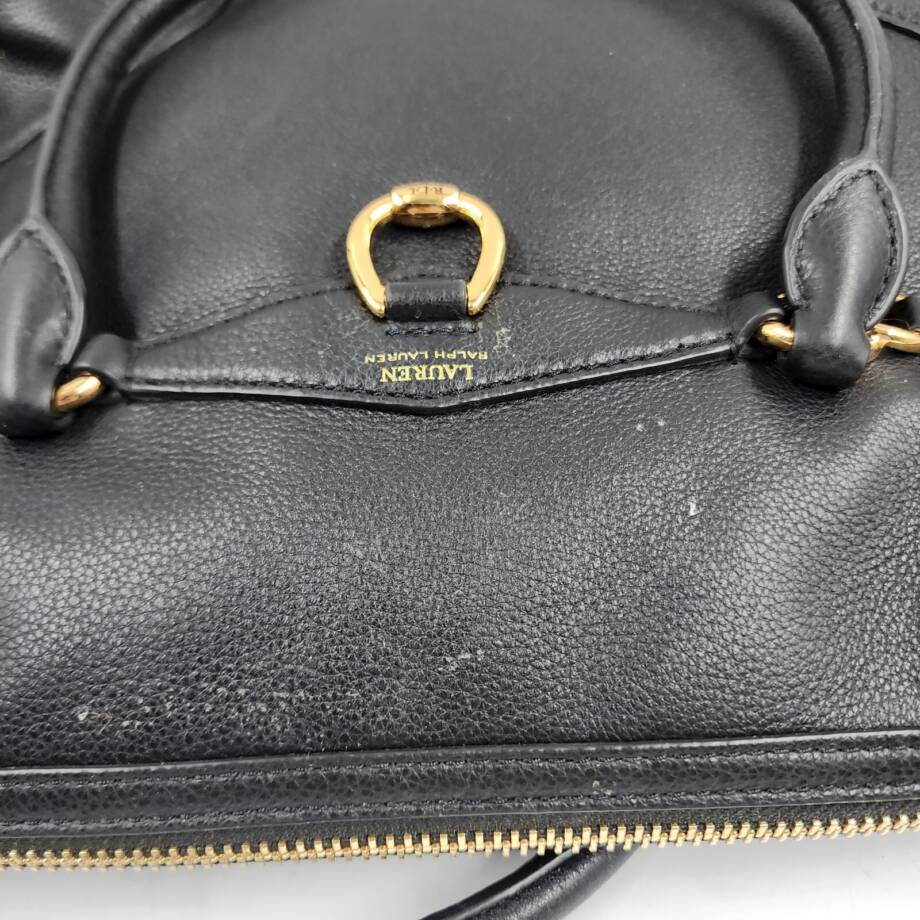 Lauren Ralph Lauren Stonegate Leather Satchel Women's Black Zip Top Closure