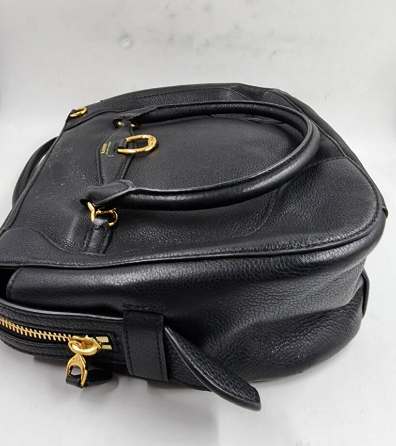 Lauren Ralph Lauren Stonegate Leather Satchel Women's Black Zip Top Closure