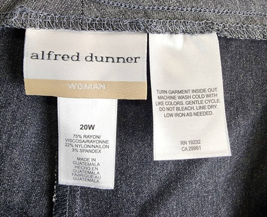 Alfred Dunner Plus Size Classic Allure Short Length Pant Womens 20W Gray Pull On