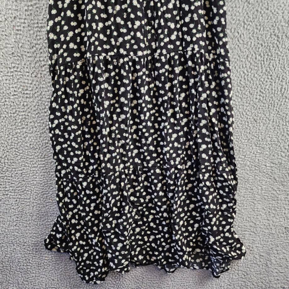 NY Collection Petite 3/4 Sleeve Crinkle Tiered Maxi Dress Women's PL Black/White