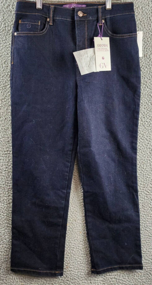 Gloria Vanderbilt Petites High-Rise Straight Leg Jeans Women's 10PS Rinse Noir~
