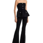 Self-Portrait Crepe Strapless Jumpsuit Women's 4 Black Straight Neck Back Zip