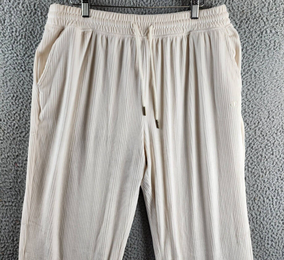 Champion Soft Touch Cord Drawstring-Waist Pants Women's L Natural Side Pockets