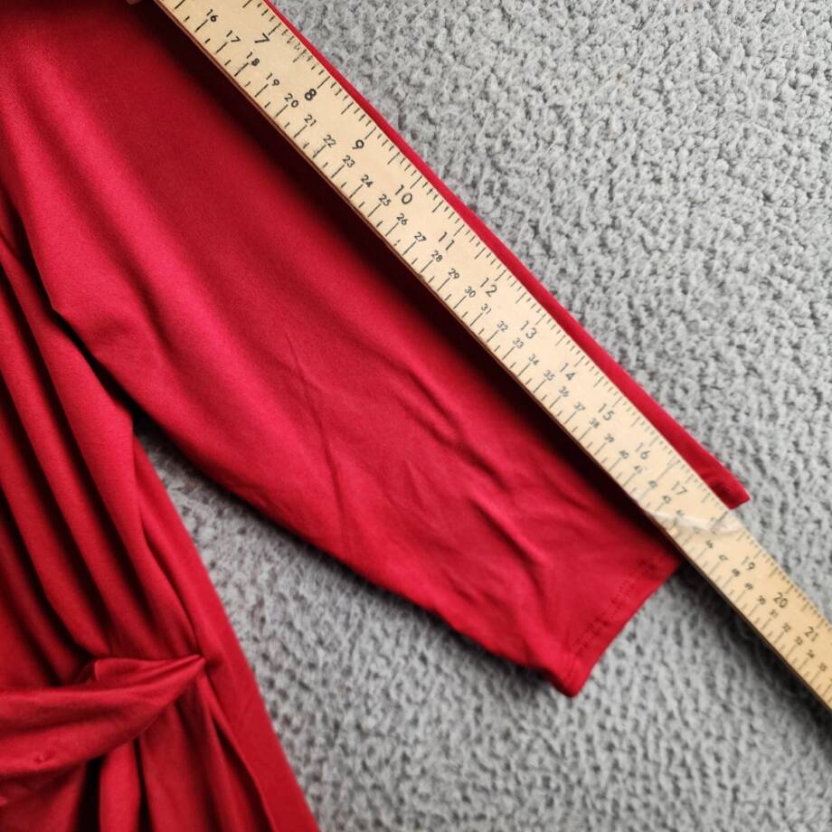 24seven Comfort Apparel Plus Size Wrap Dress Women's 1X Red 3/4 Sleeve Pullover