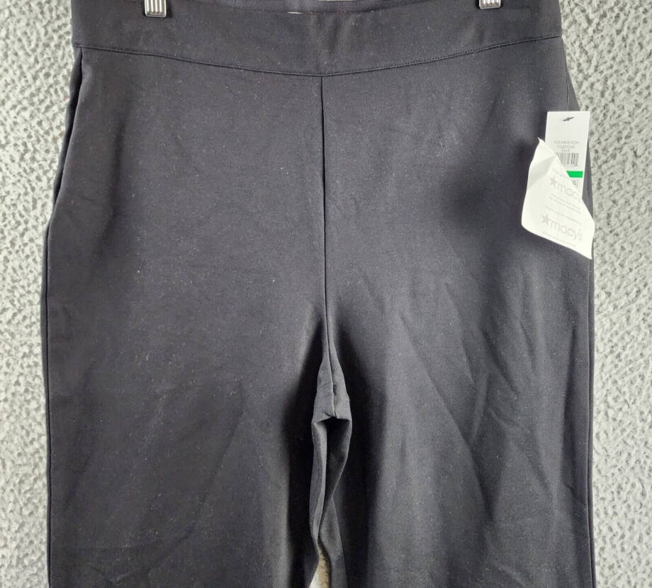 DKNY High Rise Wide Leg Pants Women's L Black Elastic Waist Side Pockets Pull On