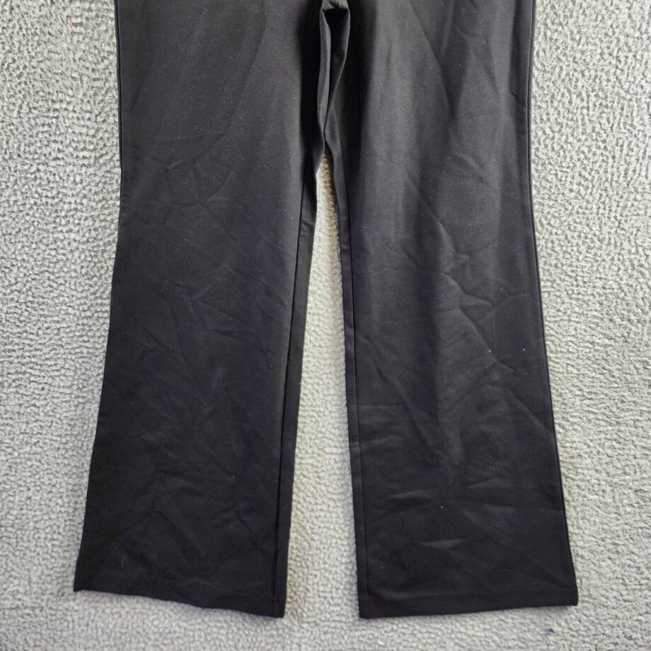 DKNY High Rise Wide Leg Pants Women's L Black Elastic Waist Side Pockets Pull On