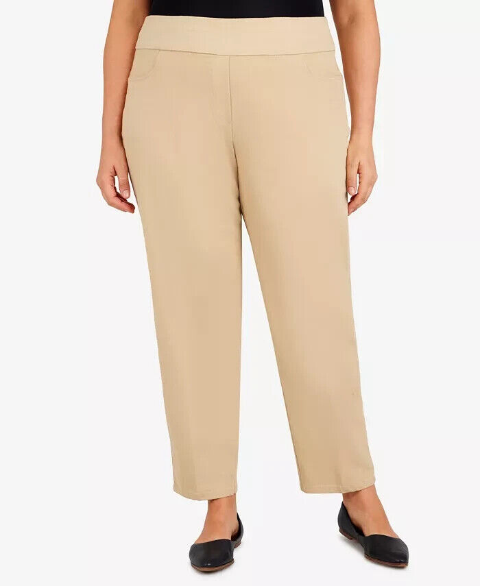 Alfred Dunner Plus Size Super Stretch Mid-Rise Pants Women's 22W Stone Pull On