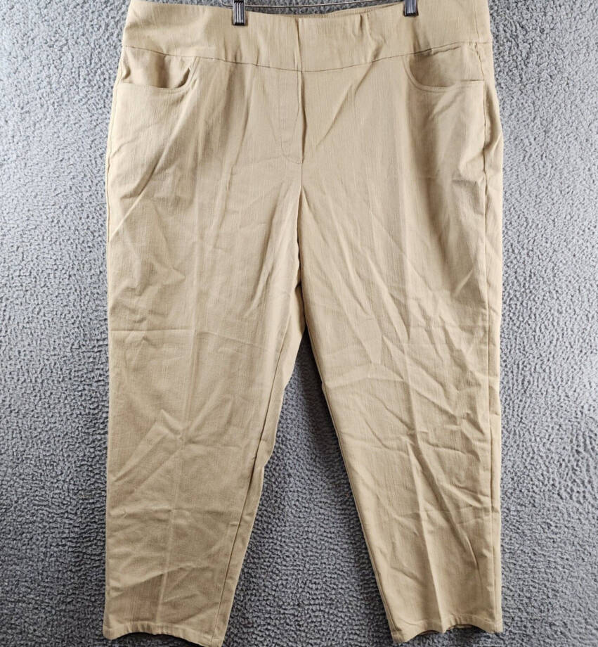 Alfred Dunner Plus Size Super Stretch Mid-Rise Pants Women's 22W Stone Pull On