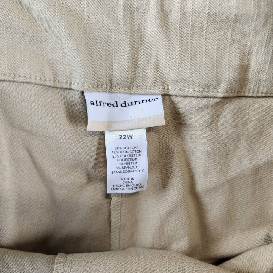 Alfred Dunner Plus Size Super Stretch Mid-Rise Pants Women's 22W Stone Pull On