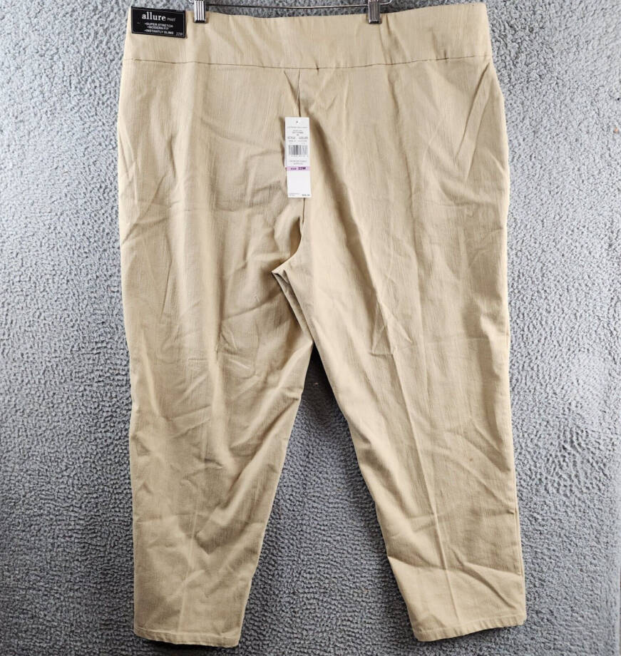 Alfred Dunner Plus Size Super Stretch Mid-Rise Pants Women's 22W Stone Pull On