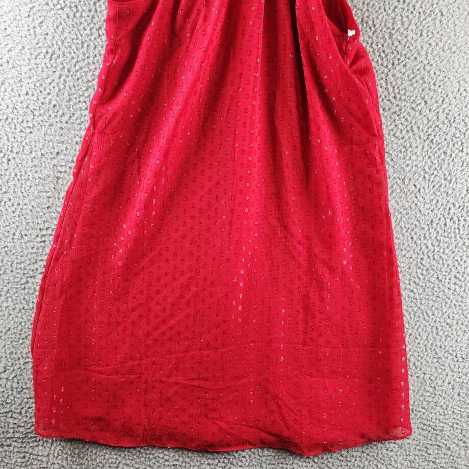 CeCe Sleeveless Rosette Halter Dress Women's XS Glamour Red Button Back Closure