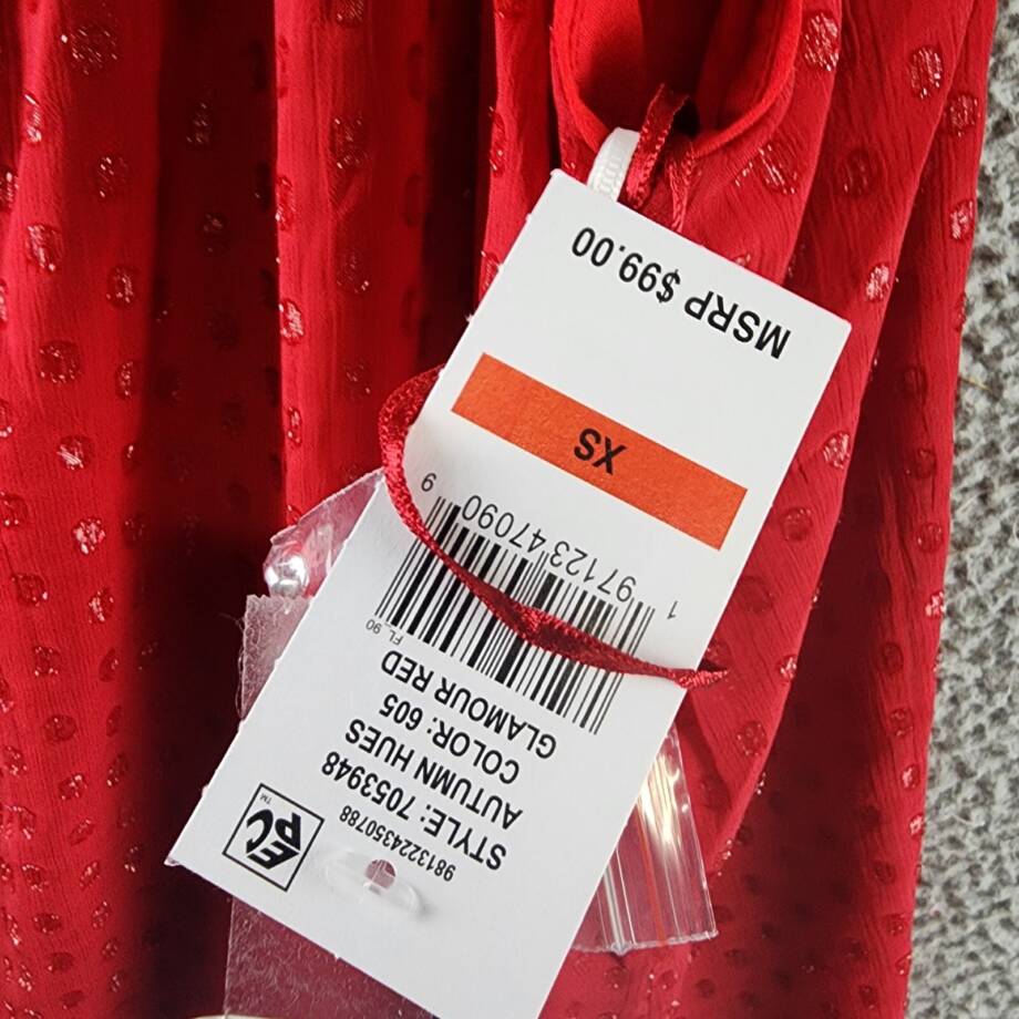 CeCe Sleeveless Rosette Halter Dress Women's XS Glamour Red Button Back Closure