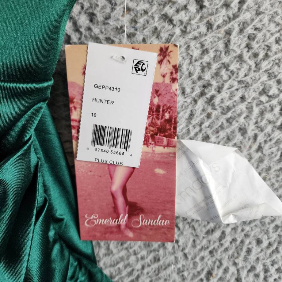 Emerald Sundae Trendy Plus Size Ruffled Midi Dress Women's 18 Hunter Sleeveless~