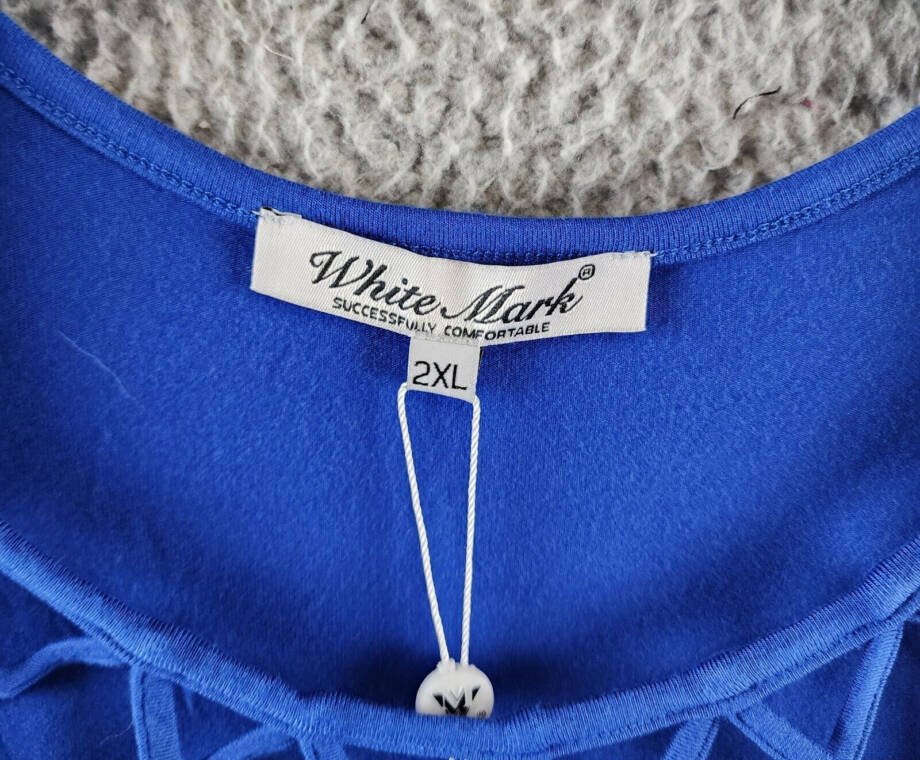 White Mark Criss-Cross Neck Quarter Sleeve Swing Dress Womens 2XL Royal Pullover