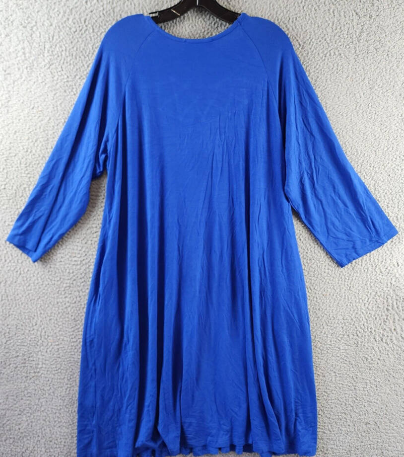 White Mark Criss-Cross Neck Quarter Sleeve Swing Dress Womens 2XL Royal Pullover