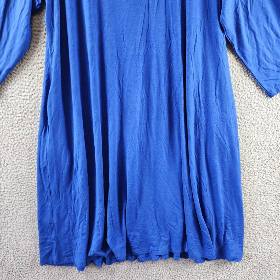 White Mark Criss-Cross Neck Quarter Sleeve Swing Dress Womens 2XL Royal Pullover