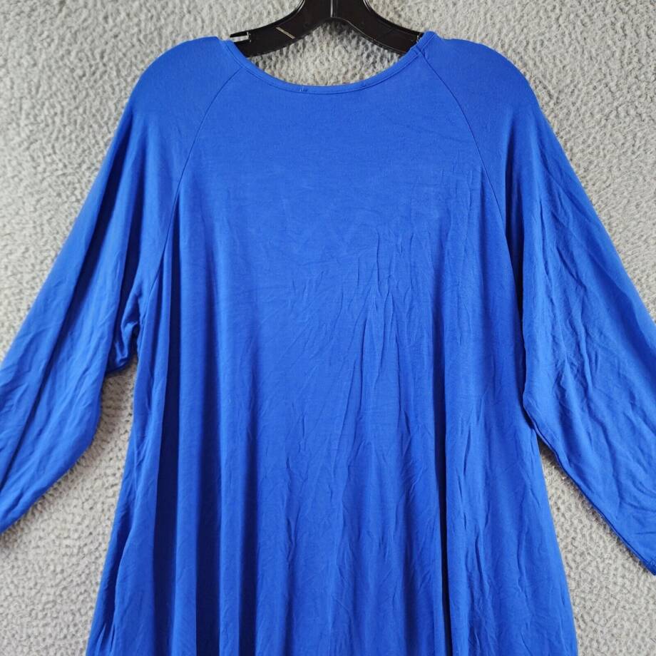 White Mark Criss-Cross Neck Quarter Sleeve Swing Dress Womens 2XL Royal Pullover