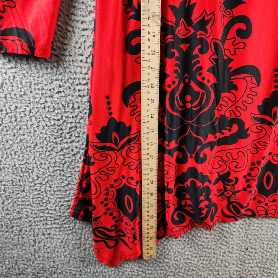 White Mark Plus Size Yanette Tunic Top Women's 2XL Red/Black 3/4 Sleeve Pullover