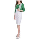 NY Collection Petite Two Piece Jacket And Dress Set Women's 12P Emerald Jacilynn