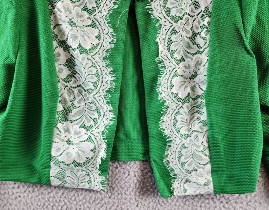 NY Collection Petite Two Piece Jacket And Dress Set Women's 12P Emerald Jacilynn